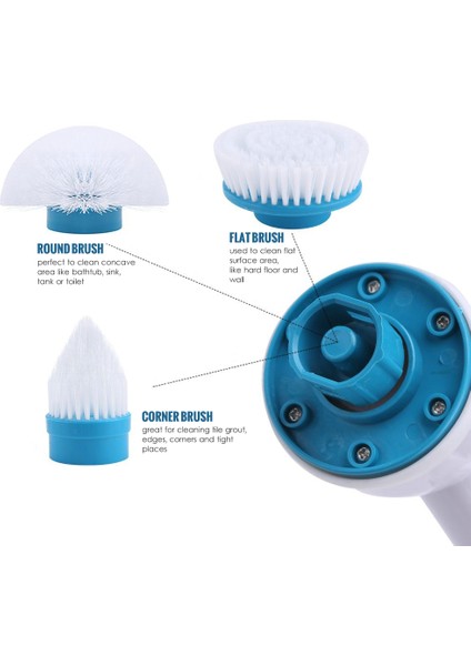 Elektrikli Şarj Edilebilir Banyo Temizlik Fırça Seti - Mavi (Yurt Dışından)