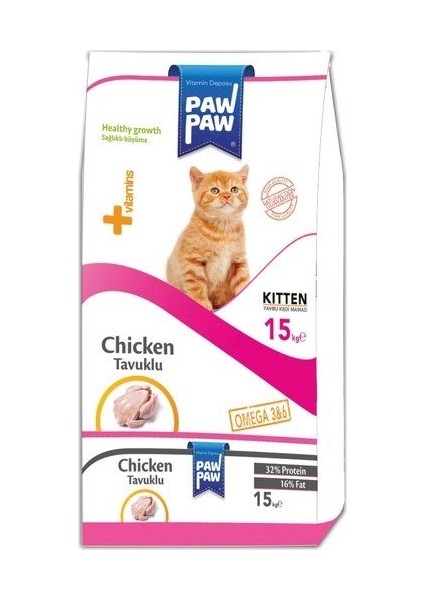 Paw Paw Yavru Kedi Maması Tavuklu 15 kg