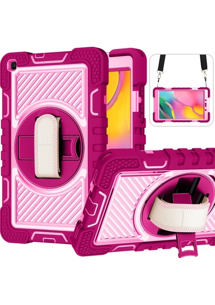 Samsung Galaxy Tab Için A 8.0 2019 T290 Silikon+Pc Kılıfı Gül Kırmızı+Pembe (Yurt Dışından)