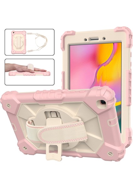 Samsung Galaxy Tab Için 8.0 (2019) T290/T295 Silikon+Pc Kılıfı Gül Altın+Bej (Yurt Dışından)