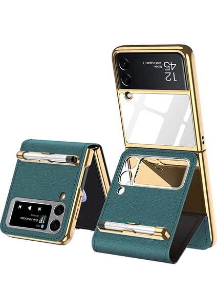Samsung Galaxy Z Flip3 5g Orman Yeşil Için Gkk Güzellik Çantası Deri Kılıf (Yurt Dışından)