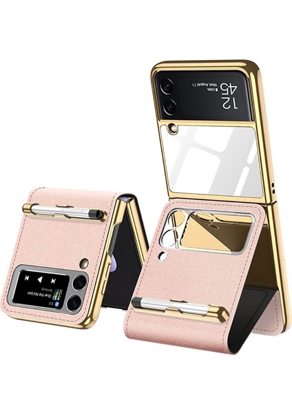 Samsung Galaxy Z Flip3 5g Pembe Için Gkk Güzellik Çantası Deri Kılıf (Yurt Dışından)