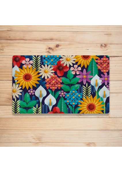 Geometrik Çiçek Desenli Dijital Baskılı 50X70CM Dekoratif Çok Amaçlı Iç ve Dış Kapı Paspası