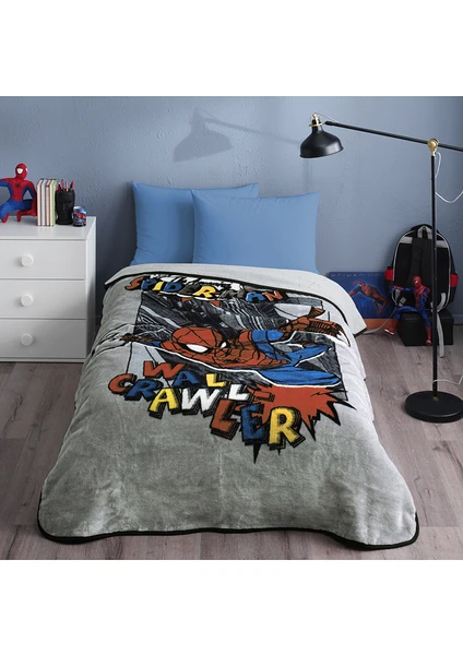 Peluş Lisanslı Spiderman Baskılı Tek Kişilik Battaniye