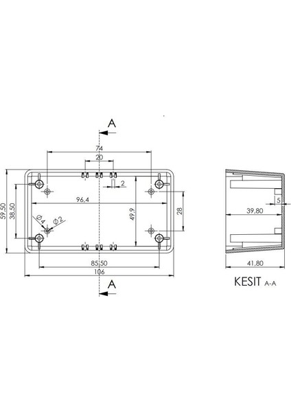 Sanec Elektronik Proje Kutusu (Ölçüleri: 106X60X44,5MM) - Siyah fırsatları