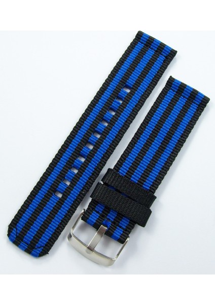 Kumaş Perlon Siyah Mavi 22MM Spor Saat Kordonu Kayışı Nato