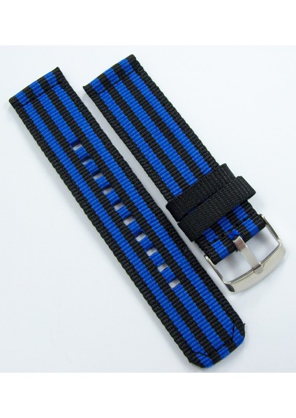 Kumaş Perlon Siyah Mavi 22MM Spor Saat Kordonu Kayışı Nato