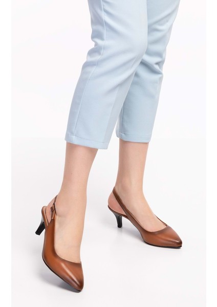 Kadın Deri Orta Boy Topuk Stiletto VDT.230 - Taba - 42 modelleri