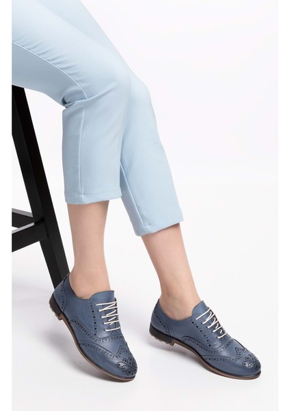 Deri Anatomik Taban Casual Ayakkabı ESFA.109 - Mavi - 39