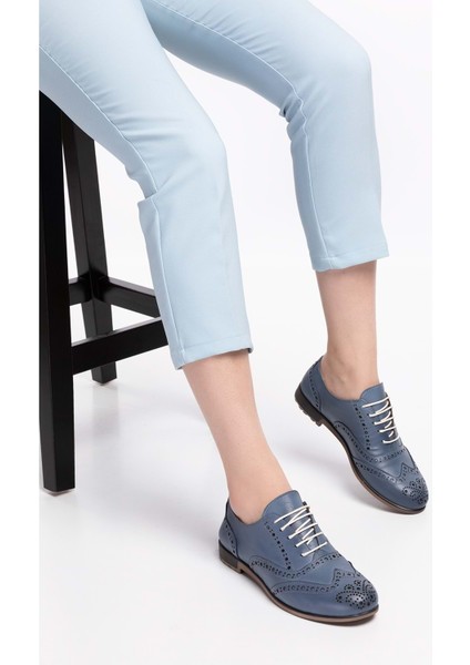 Deri Anatomik Taban Casual Ayakkabı ESFA.109 - Mavi - 39