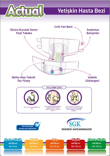Acrual Yetişkin Hasta Bezi Extra Büyü (Xl) 120-160 Cm 120 Adet fiyatları