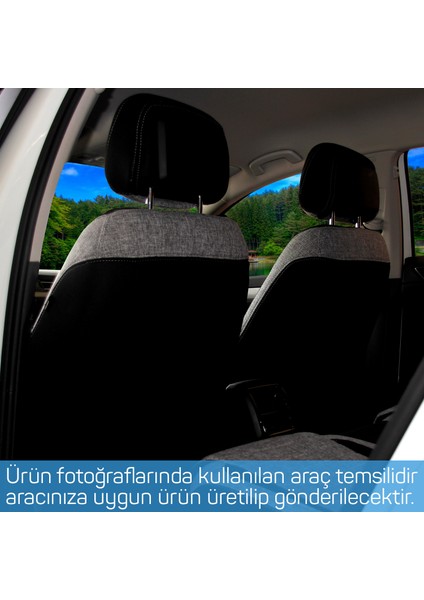 Oto Pandami Renault Megane 2 Hatchback 2003-2009 Özel Dikim Gri Siyah Keten Koltuk Kılıfı