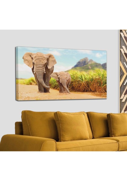 Fil ve Yavrusu Dekoratif Kanvas Tablo 1144