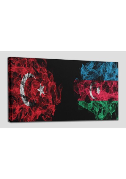 Türkiye Azerbaycan Bayrak Desenli Dekoratif Kanvas Tablo 1220 fiyatları