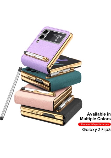 Samsung Galaxy Z Flip3 5g Serin Siyah Için Gkk Güzellik Çantası Deri Kılıf modelleri
