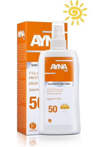 Ayna Sun Güneş Koruyucu Losyon Sprey 200 ml 50 Spf (Son Kul. 04-2025)