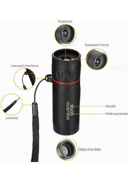 30X25 Mini Taşınabilir Optik Monoküler Teleskop (Siyah) Siyah (Yurt Dışından) modelleri