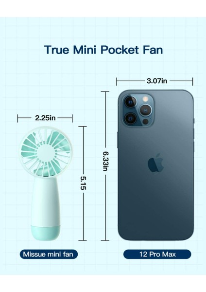 Mini El Tipi Fan, Askılı Taşınabilir Pille Çalışan Fan, 3000MAH Şarj Edilebilir Pilli Kişisel Cep Fanı, 5-10 Saat Çalışma Süresi (Yeşil)