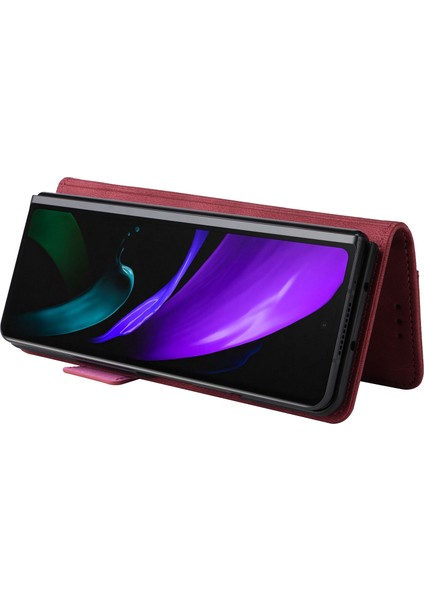 Samsung Galaxy Z Fold2 5g Kırmızı Manyetik Toka Deri Kılıf (Yurt Dışından)