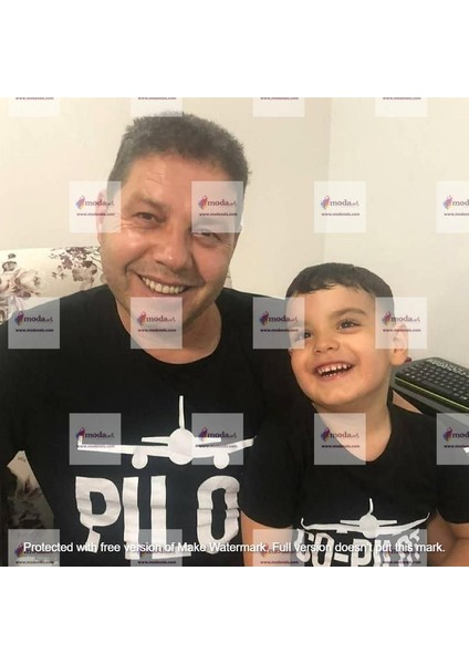 Pilot/co-Pilot Baba Çocuk T-Shirt Aile Kombin - Siyah