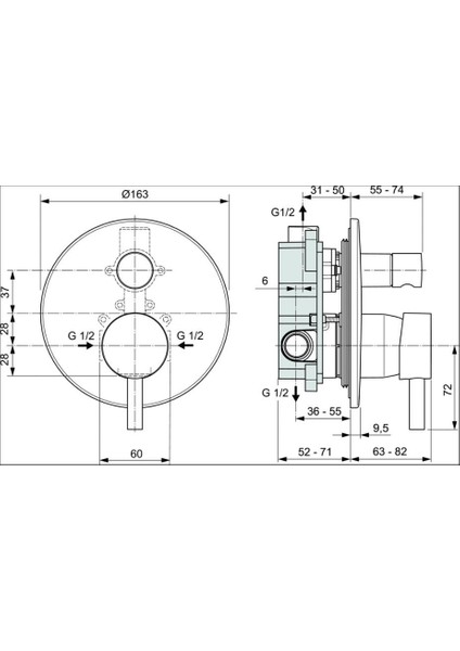 Ideal Standart Ceraline Ankastre Banyo Bataryası Mat Siyah-Kıt1+Kıt2 - A6939XG