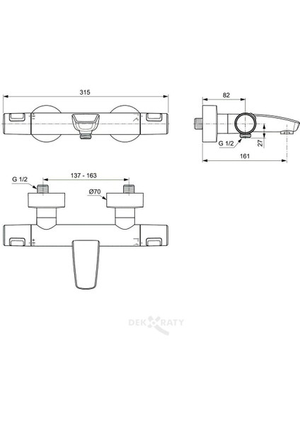 Ideal Standart Ceratherm T25 Termostatik Banyo Bataryası Mat Siyah - A7544XG