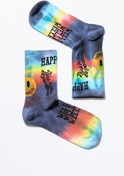 Smile - Dye Unisex Batik Desenli Dikişsiz Tenis Çorap - Happiness fiyatları