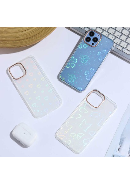 Apple iPhone 13 Pro Max Kılıf Fosforlu Yüzey Sidney Kalp Desenli Sert Kapak Heart No1