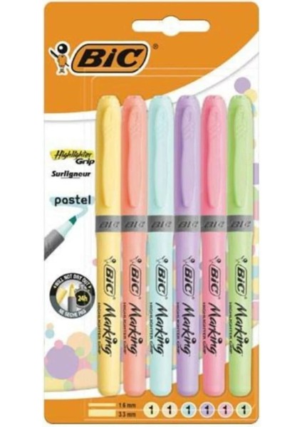Pastel Renkler Fosforlu Kalem 6'lı Highliter