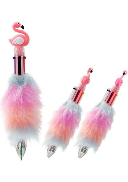 5314B 6 Renk Çok Fonksiyonlu Flamingo Peluş Tükenmez Kalem