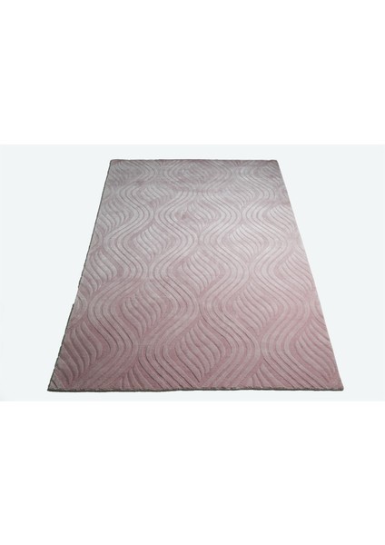 Emboss JR10 Pink Modern Desen Yeni Zellanda Yünü ve Viskon El Dokuması Halı