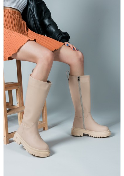 Kadın Nude Deri Kışlık Çizme – Fermuarlı, Ortopedik Tabanlı, Koku ve Ter Önleyici Rahat Tasarım fırsatları