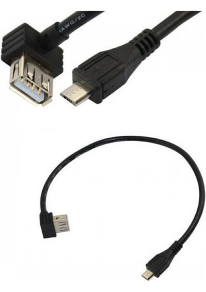 Mavi Ay Bilişim USB A Dişi Açılı To Micro USB B 5pin Erkek Kablo - 25CM