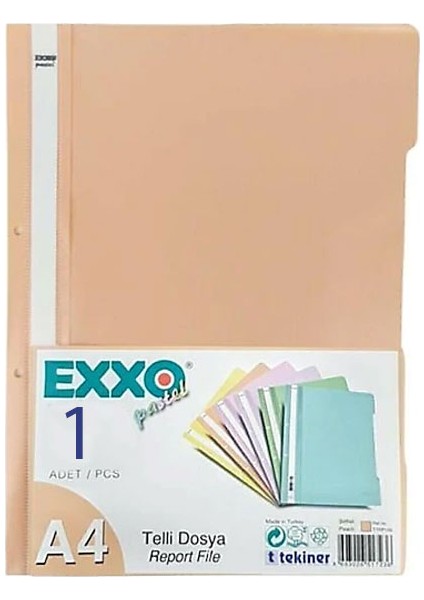 Exxo Pp A4 Pastel Telli Dosya Somon-Pembe