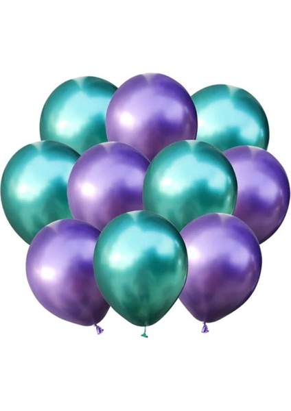 Mor-Yeşil Krom Balon 30 Adet