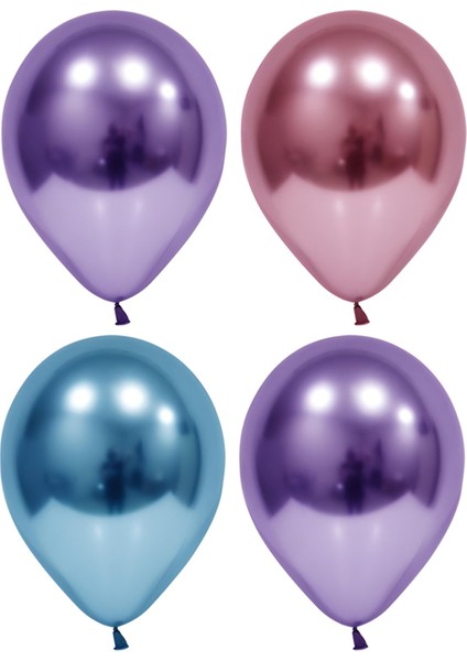 Mavi-Pembe-Mor Krom Balon 30 Adet