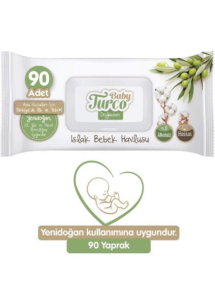 Islak Havlu Mendil Yenidoğan 90 Yaprak Doğadan 24 Lü Set 2160 Yaprak Plastik Kapaklı fiyatları