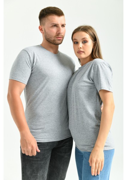 Erkek Likralı Gri Bisiklet Yaka Kısakollu Tişört fiyatları