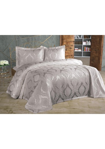 Şulem Jakarlı Şönil Tek Kişilik Yatak Örtüsü Gri