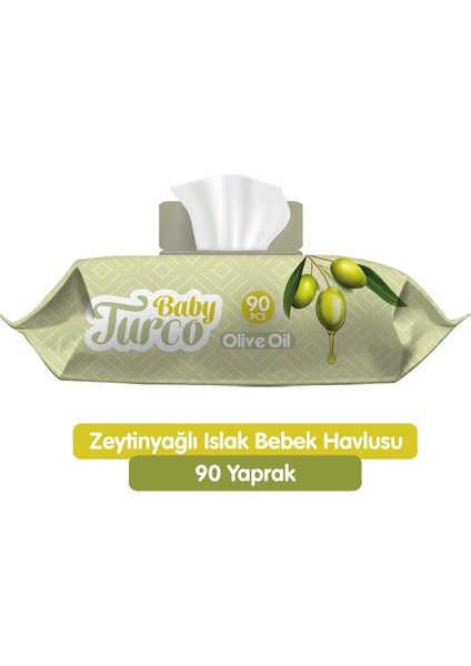 Islak Havlu Mendil 90 Yaprak Zeytinyağlı 12 Li Set 1080 Yaprak Plastik Kapaklı