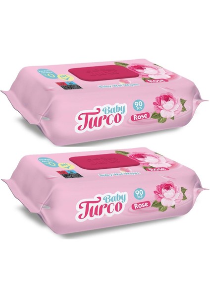 Islak Havlu Mendil 90 Yaprak Gül/rose 2 Li Set 180 Yaprak Plastik Kapaklı