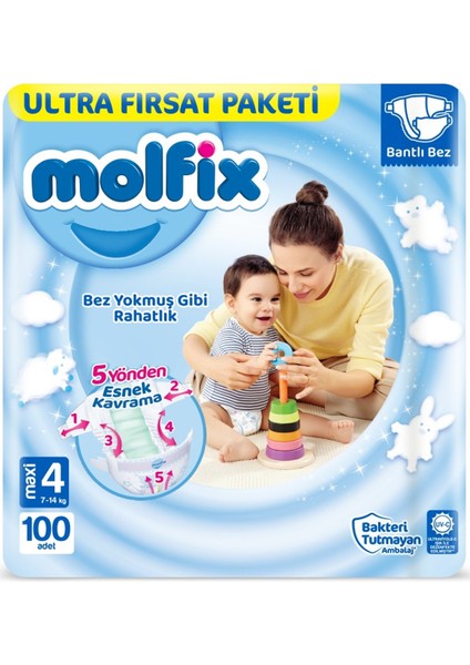 Bebek Bezi Beden:4 (7-14KG) Maxi 600 Adet Ekstra Ultra Fırsat Pk