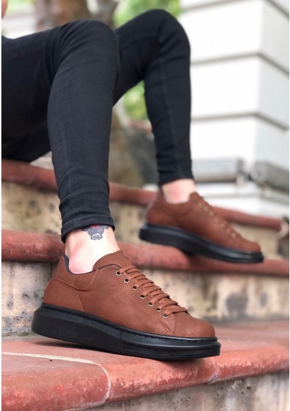 Ba0547 Boa Kalın Yüksek Taban Taba Siyah Bağcıklı Spor Erkek Ayakkabı