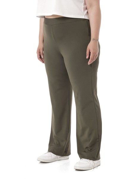 Büyük Beden Beli Lastikli Boru Paça Dalgıç Haki Pantolon indirimleri