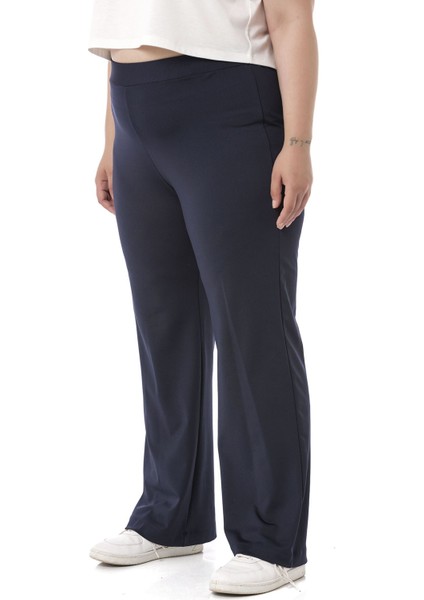 Büyük Beden Beli Lastikli Boru Paça Dalgıç Lacivert Pantolon fırsatları
