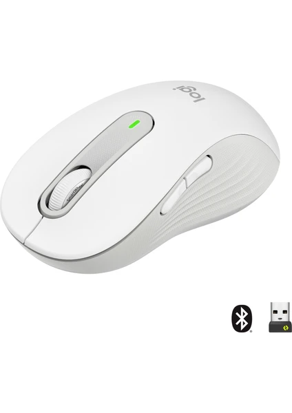 Signature M650 Büyük Boy Sağ El Için Sessiz Kablosuz Mouse - Beyaz