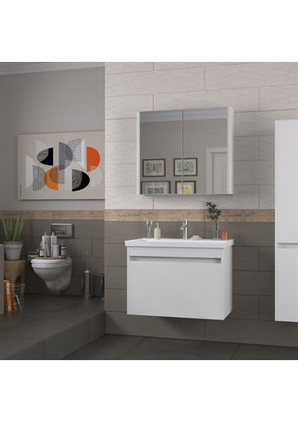 Konak 80 cm Beyaz Banyo Dolabı