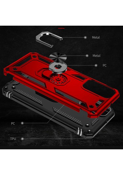 Galaxy M23 ile Uyumlu Kılıf Shockprof Yüzük Tutuculu Vega Kırmızı fırsatları