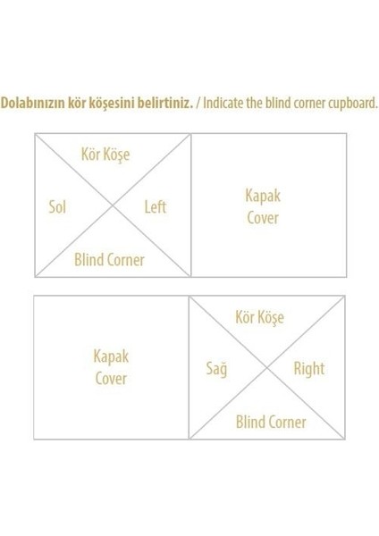 Çağdaş Kör Köşe 45CM Sağ Fasulye modelleri