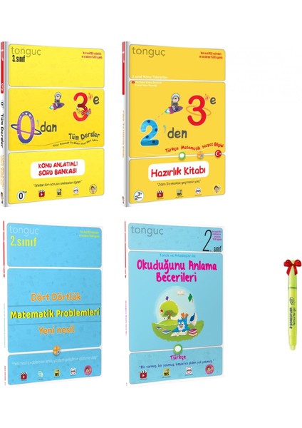 Yayınları Tonguç Akademi 0'dan 3'e, 2'den 3'e, 2. Sınıf Dört Dörtlük Matematik ve Okuduğunu Anlama